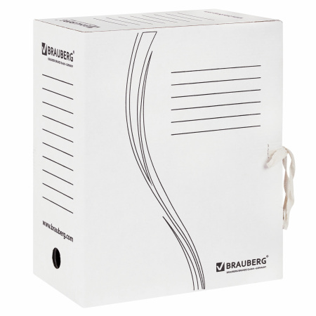 Папка архивная с завязками А4(325х260 мм), 150 мм, до 1400 листов, плотная, микрогофрокартон, БЕЛАЯ, BRAUBERG, 126513 - Накопители документов