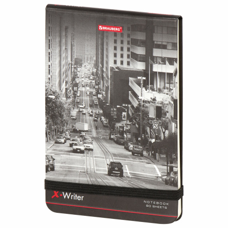 Блокнот в клетку с резинкой МАЛЫЙ ФОРМАТ А6 (100x150 мм), 80 л., BRAUBERG "X-Writer" "ГОРОДА", 111052 - Бизнес-блокноты и бизнес-тетради