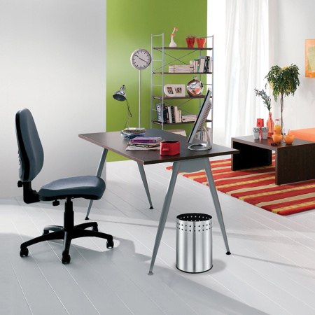 Корзина металлическая для мусора LAIMA "Bionic", 12 л, матовая, перфорированная, несгораемая, 232268 - Корзины для бумаг