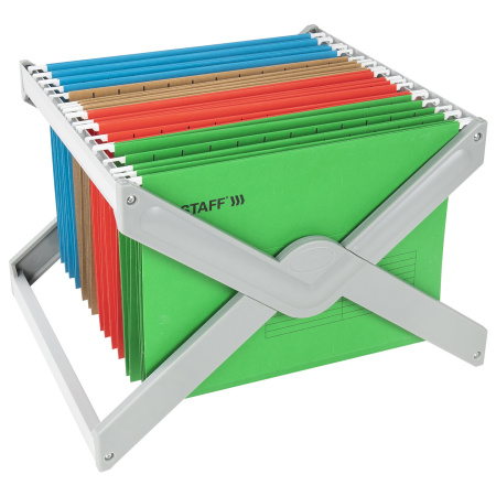 Подставка для подвесных папок STAFF, до 50 папок А4 / Foolscap, 406х307х290 мм, серая, 270939 - Подставки для подвесных папок