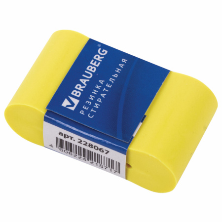 Ластик BRAUBERG "Rainbow", 42х23х13 мм, цвет ассорти, картонный держатель, 228067 - Ластики классические