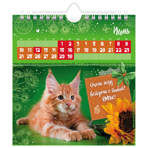 Календарь-домик перекидной на гребне с ригелем на 2024 г., 160х170 мм, "УсыЛапыХвост", HATBER, 12КД5гр_28419 - Календари настольные