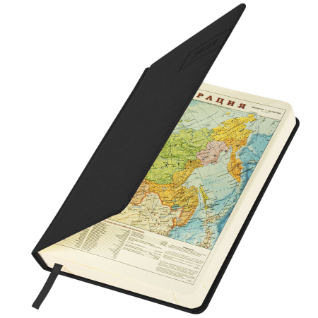 Ежедневник датированный 2023 А5 138x213 мм BRAUBERG "Imperial", под кожу, черный, 114036 - Ежедневники с покрытием "под кожу и ткань"