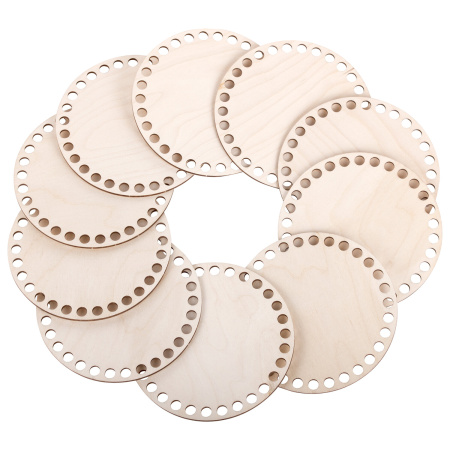 Донышки деревянные для вязания круглые, 10 штук, диаметр 13 см.