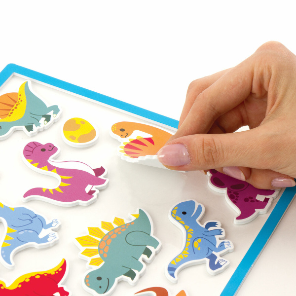 Наклейки обучающие тематические из EVA "Динозавры", 20х40 см, многоразовые, ЮНЛАНДИЯ, 663772 - Наклейки