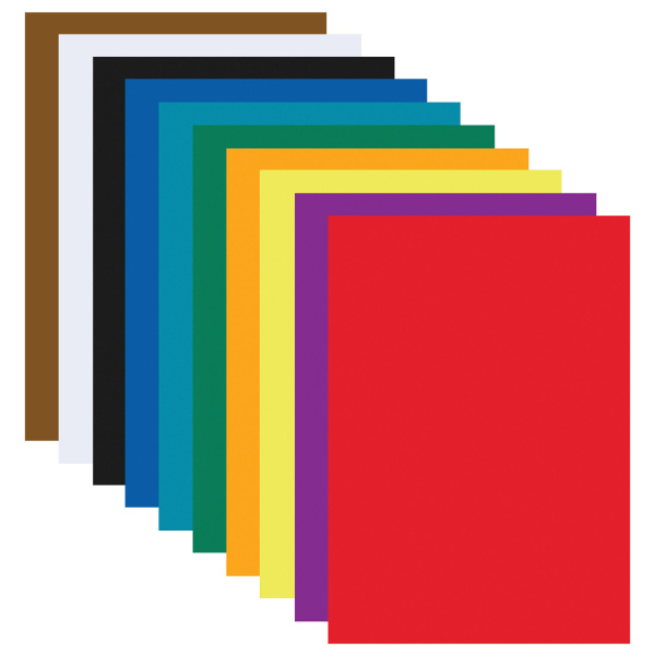 Картон цветной А4 МЕЛОВАННЫЙ EXTRA, 10 листов, 10 цветов, в папке, ЮНЛАНДИЯ, 200х290 мм, 113548 - Цветной и белый картон