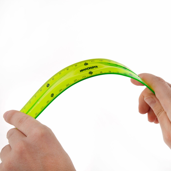 Линейка 20 см гибкая ЮНЛАНДИЯ "FLEX", пластиковая, тонированная, зеленая, 210758 - Линейки