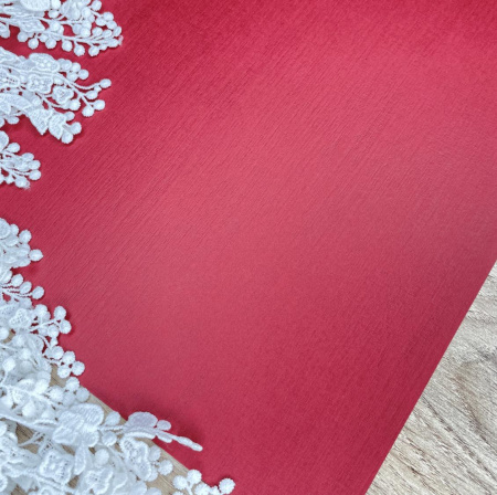 Дизайнерская бумага с односторонним тиснением лен, цвет вишневый, плотность 290 гр., размер 35*50 см