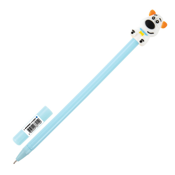 Ручка с топпером шариковая ЮНЛАНДИЯ "Собачка", корпус ассорти, СИНЯЯ, пишущий узел 0,7 мм, 143807 - Ручки фигурные