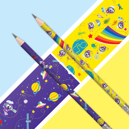 Карандаш чернографитный ЮНЛАНДИЯ "ЮНЛАНДИК", 1 шт., HB, с ластиком, корпус ассорти, 181752 - Карандаши чернографитные