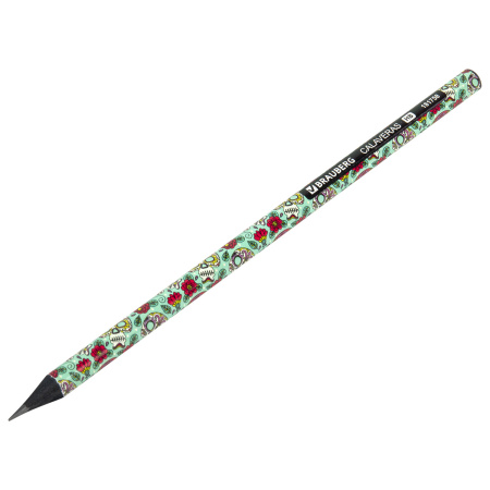 Карандаш чернографитный BRAUBERG "CALAVERAS", 1 шт., HB, корпус ассорти, 181758 - Карандаши чернографитные