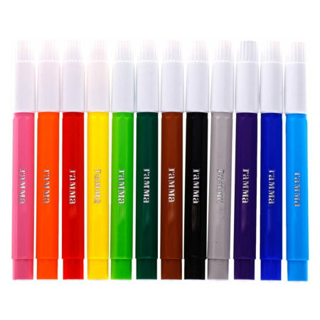 Фломастеры утолщенные ГАММА "Малыш", 12 цветов, смываемые, шестигранные, картонная упаковка, европодвес, 180319_01 - Фломастеры классические