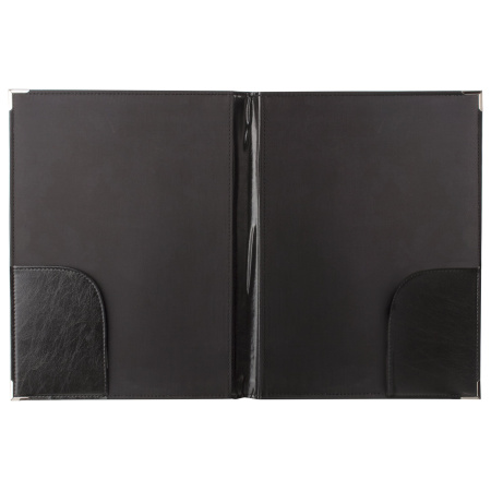 Папка адресная из кожзама без надписи, формат А4, 33х25х2 см, черная - Папки адресные