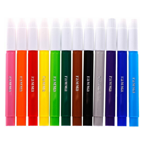 Фломастеры утолщенные ГАММА "Малыш", 12 цветов, смываемые, шестигранные, картонная упаковка, европодвес, 180319_01 - Фломастеры классические