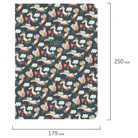 Тетрадь 60 л. в точку обложка SoftTouch, бежевая бумага 70 г/м2, сшивка, В5 (179х250 мм), ЕДИНОРОЖКИ, BRAUBERG, 403827 - Тетради более 60 листов