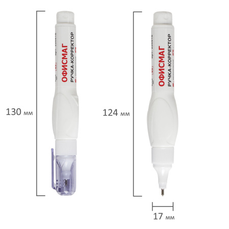 Ручка-корректор ОФИСМАГ, 8 мл, металлический наконечник, 226818 - Корректирующие ручки