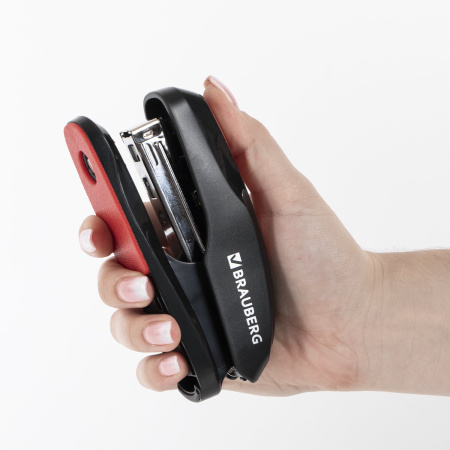 Степлер №24/6, 26/6 BRAUBERG "Extra", до 30 листов, черно-красный, 229085 - Степлеры настольные