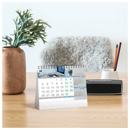 Календарь-домик настольный на гребне на 2024 г., 160х105 мм, "Деловой", HATBER, 12КД6гр_29187 - Календари настольные