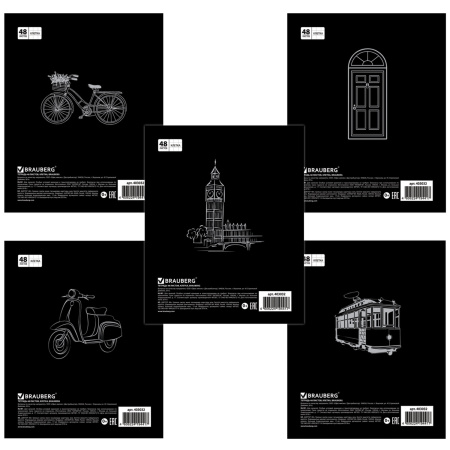 Тетрадь А5, 48 л., BRAUBERG скоба, клетка, обложка картон, АКЦЕНТ, 403032 - Тетради 40-48 листов