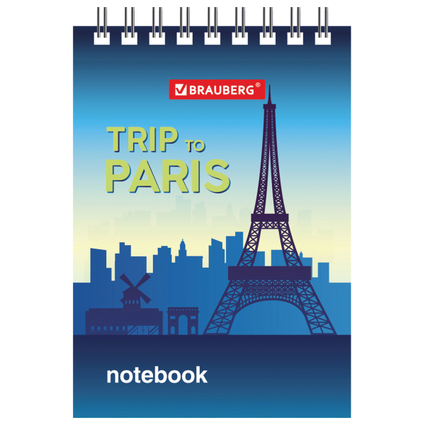 Блокнот МАЛЫЙ ФОРМАТ А7 75х105 мм, 40 л., гребень, картон, клетка, BRAUBERG, "Города", 129856 - Блокноты