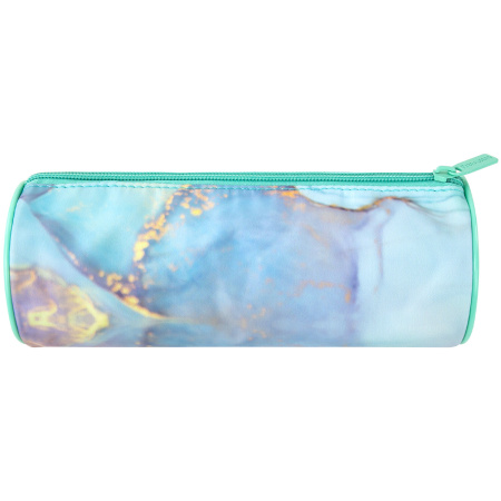 Пенал-тубус BRAUBERG, с эффектом Soft Touch, мягкий, "Mint marble", 22х8 см, 271568 - Пеналы мягкие