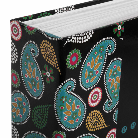 Фотоальбом BRAUBERG на 304 фотографии 10х15 см, твердая обложка, "Пейсли", черный с бирюзовым, 390674 - Фотоальбомы