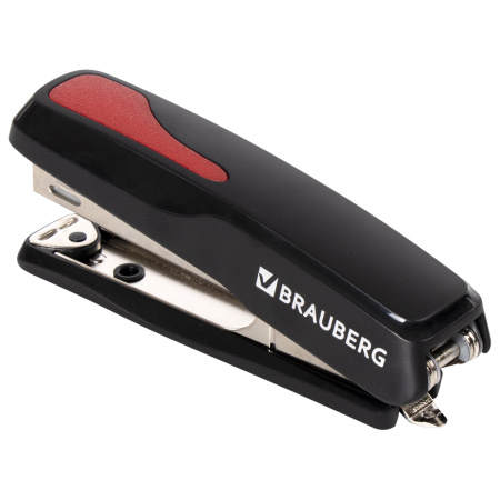 Степлер №10 BRAUBERG "Extra", до 20 листов, антистеплер, черно-красный, 229079 - Степлеры настольные