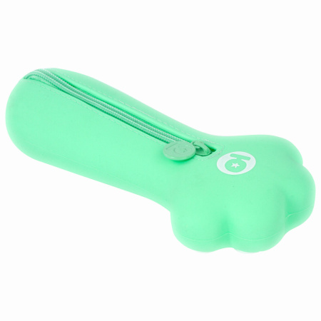 Пенал-косметичка ЮНЛАНДИЯ на молнии, силикон, "Paw Mint", мятный, 20х7 см, 270056 - Пеналы мягкие
