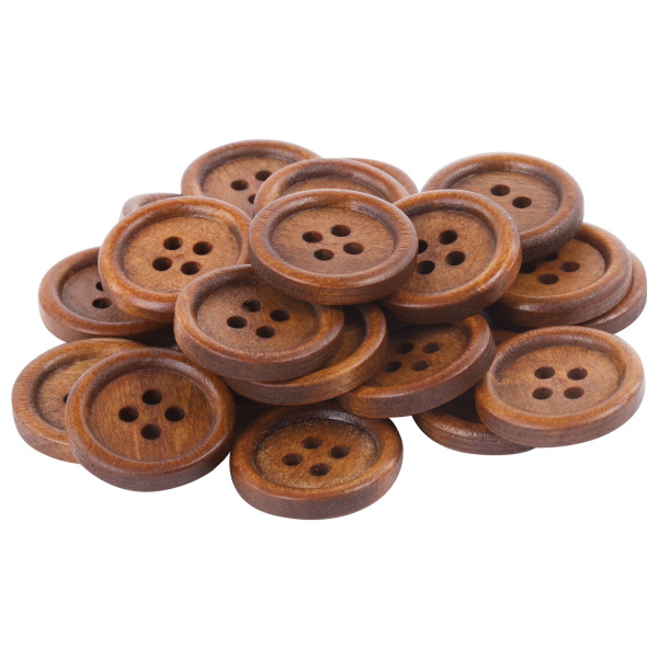 Пуговицы декоративные "Круглые", дерево, цвет орех, 20 мм, 24 шт., ОСТРОВ СОКРОВИЩ, 661409 - Пуговицы для творчества