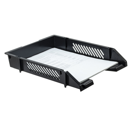 Лоток горизонтальный для бумаг BRAUBERG "Office-Expert", А4 (343х262х58 мм), сетчатый черный, 238015 - Лотки горизонтальные (поддоны)