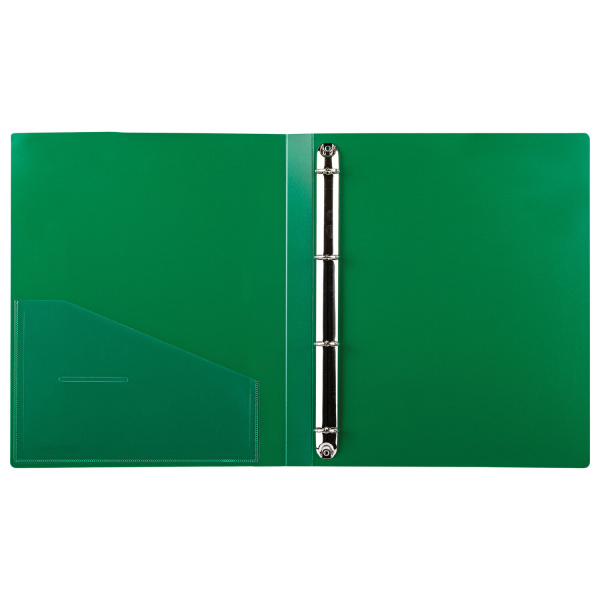 Папка на 4 кольцах, ширина 25 мм, BRAUBERG EXTRA, до 170 листов, ЗЕЛЕНАЯ, 0,7 мм, 270546 - Папки на кольцах