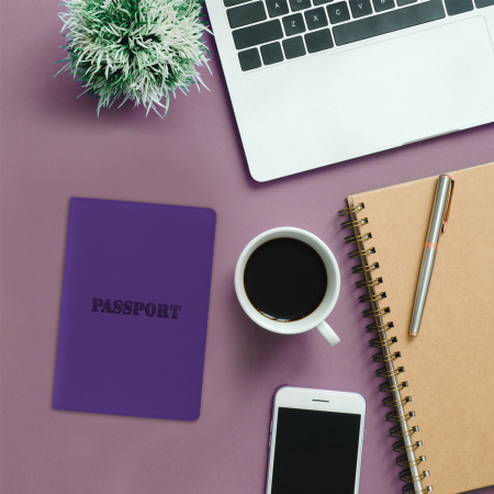 Обложка для паспорта STAFF, мягкий полиуретан, "ПАСПОРТ", фиолетовая, 237608 - Обложки для паспорта