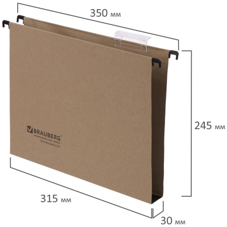 Подвесные папки А4 (350х245 мм), до 300 листов, КОМПЛЕКТ 10 шт., картон, BRAUBERG (Италия), 231788 - Подвесные папки А4