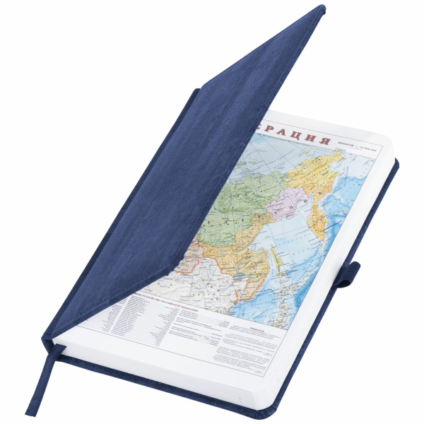 Ежедневник недатированный А5 (138x213 мм) BRAUBERG "Wood", кожзам, резинка, 136 л., синий, 111674 - Ежедневники с покрытием "под кожу и ткань"