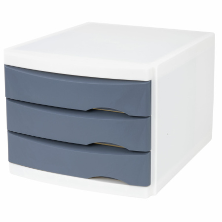 Бокс с 3 выдвижными лотками, корпус светлый, лотки серые, 235х300х355 мм, BRAUBERG "Office-Expert", 238040