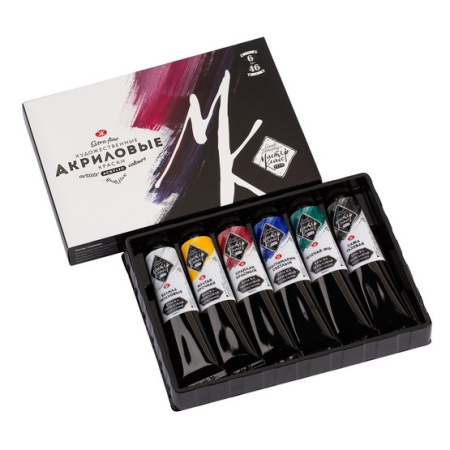 Набор акриловых художественных красок "Мастер-Класс" 6 цветов в тубах по 46 мл, картонная коробка