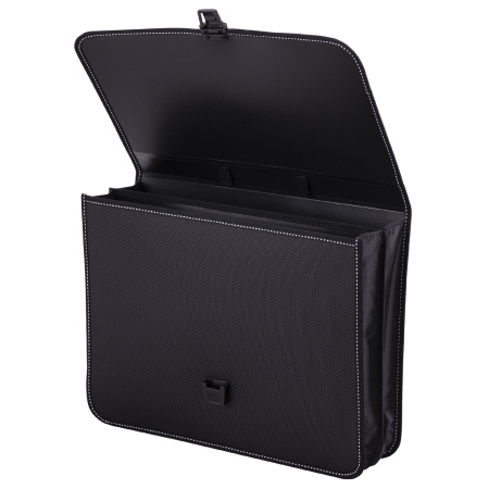 Папка-портфель пластиковая BRAUBERG "КОНСУЛ" А4 (370х280х120 мм), 2 отделения, фактура "бисер", черная, 223079 - Портфели пластиковые