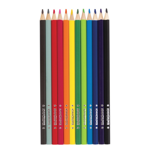Карандаши цветные ЮНЛАНДИЯ "ЮНЛАНДИК БЫСТРЕЕ ВСЕХ", 12 цветов, трехгранные заточенные, 181388 - Карандаши цветные