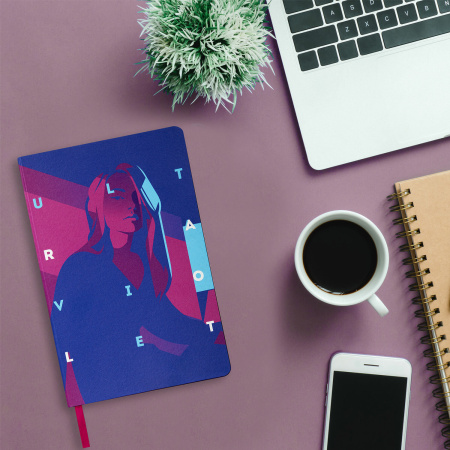 Ежедневник недатированный А5 (138х213 мм), BRAUBERG VISTA, под кожу, гибкий, 136 л., "Ultraviolet", 111990 - Ежедневники с покрытием "под кожу и ткань"