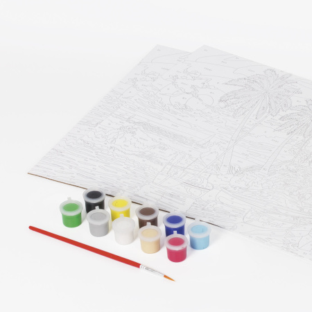 Картина по номерам А3, ОСТРОВ СОКРОВИЩ "РАЙСКИЙ ОСТРОВ", С АКРИЛОВЫМИ КРАСКАМИ, картон, кисть, 661643 - Картины по номерам