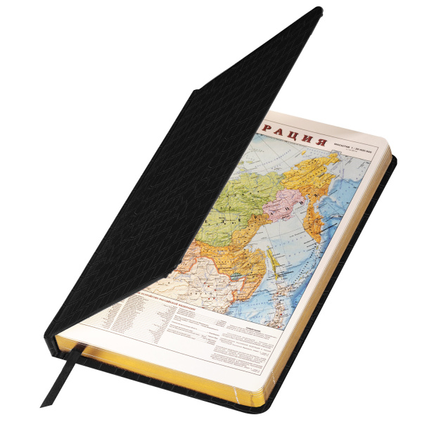 Ежедневник недатированный А5 138х213 мм BRAUBERG "Comodo" под кожу, 160 л., черный, 124974 - Ежедневники с покрытием "под кожу и ткань"