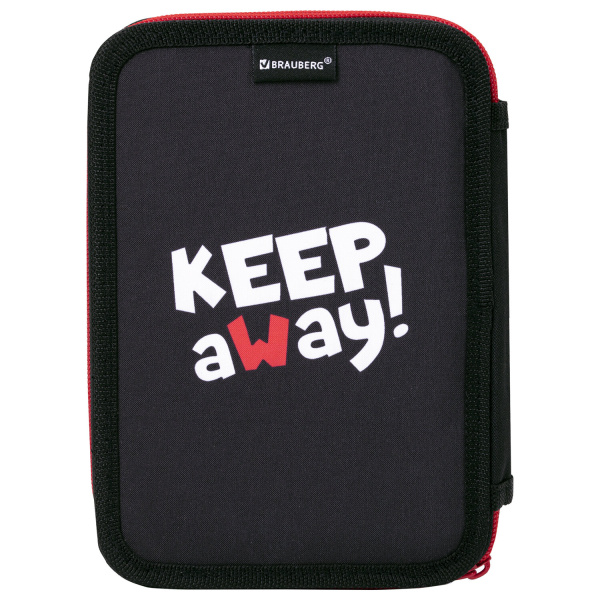 Пенал BRAUBERG, 2 отделения, полиэстер, 21х14 см, "Keep Away", 271543 - Пеналы каркасные
