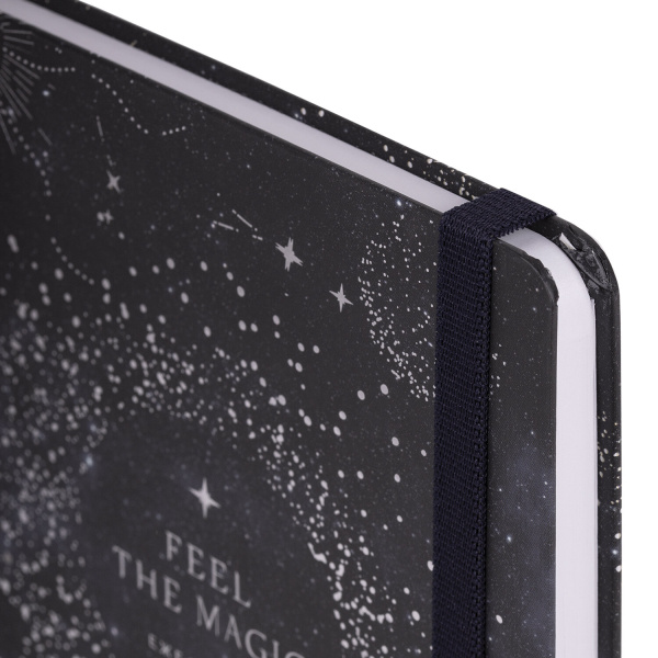 Ежедневник недатированный с резинкой А5 (145х203 мм), BRAUBERG, твердый, фольга, 128 л., "Stars", 114566 - Ежедневники с твердой обложкой