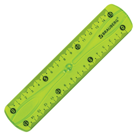 Линейка 15 см гибкая BRAUBERG "FLEX", пластиковая, ассорти, европодвес, 210673 - Линейки