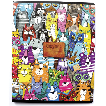 Тетрадь А5, 48 л., ПЗБМ, скоба, клетка, конгрев, выборочный TWIN лак, "Мордашки" (5 видов), 029945 - Тетради 40-48 листов