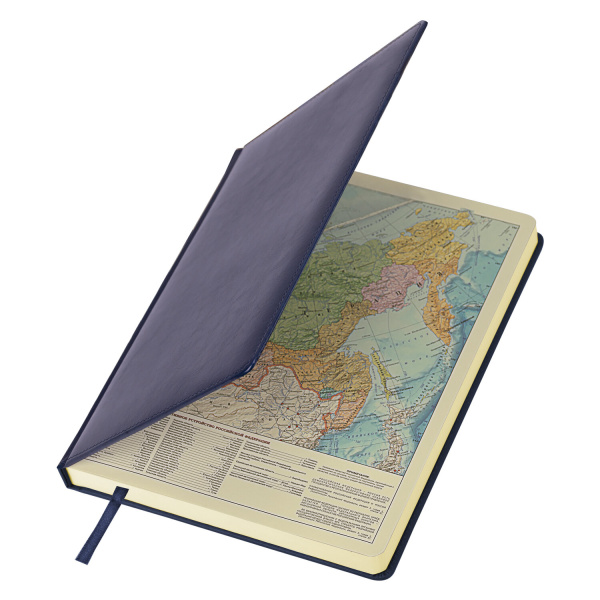 Ежедневник недатированный БОЛЬШОЙ ФОРМАТ (175х247 мм) B5, BRAUBERG "Imperial", под гладкую кожу, 160 л, кремовый блок, темно-синий, 124971 - Ежедневники с покрытием "под кожу и ткань"