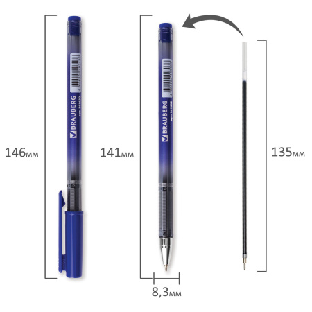 Ручка шариковая масляная BRAUBERG "Profi-Oil", СИНЯЯ, корпус с печатью, узел 0,7 мм, линия письма 0,35 мм, 141632 - Ручки шариковые неавтоматические