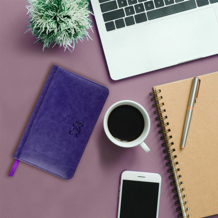 Еженедельник датированный 2024 МАЛЫЙ ФОРМАТ А6 95х155 мм, BRAUBERG "Rainbow", под кожу, сиреневый, 115046 - Еженедельники