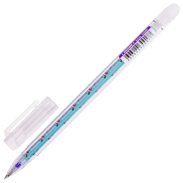 Ручка стираемая гелевая ЮНЛАНДИЯ "Щенята", СИНЯЯ, корпус ассорти, узел 0,5 мм, линия письма 0,35 мм, 143660 - Ручки со стираемыми чернилами