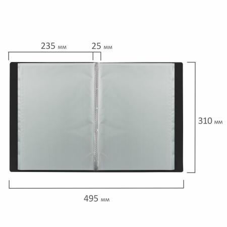 Папка 40 вкладышей BRAUBERG "Office", черная, 0,6 мм, 271327 - Папки с вкладышами (файлами)